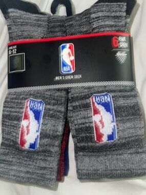 NBA Men’s Crew Sock 6 Pair (gray/red/blue)